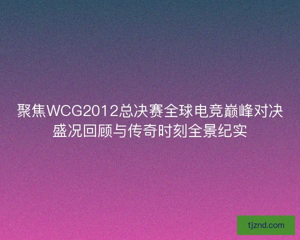 聚焦WCG2012总决赛全球电竞巅峰对决盛况回顾与传奇时刻全景纪实