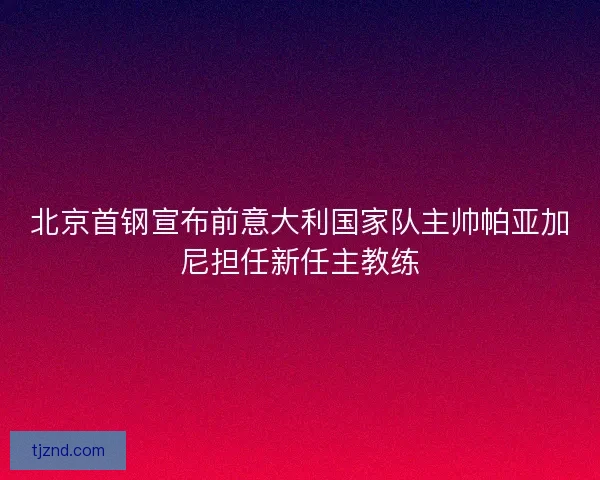 北京首钢宣布前意大利国家队主帅帕亚加尼担任新任主教练